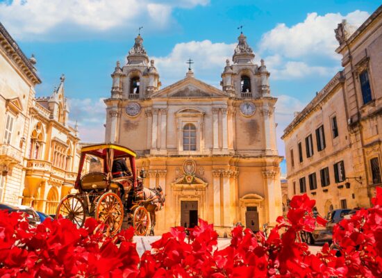 Wide,View,Of,Saint,Paul,Cathedral,Architecture,In,Mdina,Village